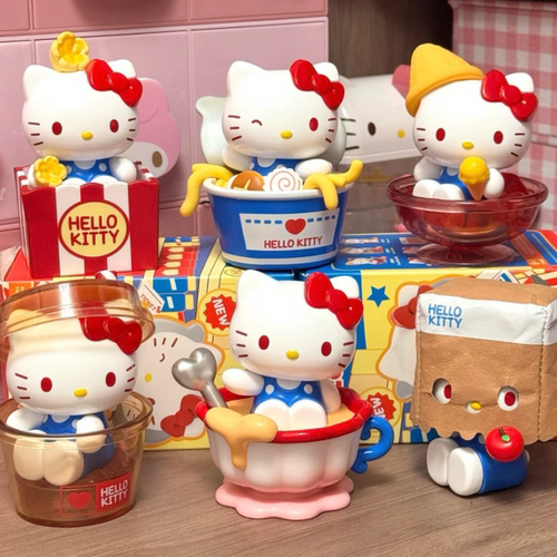 正版名创优品Hello Kitty小食铺系列盲盒潮玩可爱凯蒂猫摆件礼物