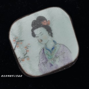 老瓷片盒银锭盒元宝盒胭脂盒首饰盒手工錾刻德银仕女图手工艺老货