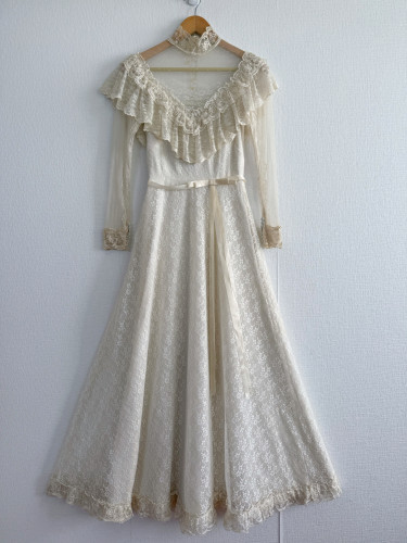 超美全蕾絲70年代禮服長裙Vintage Romantic Lace Maxi Dress