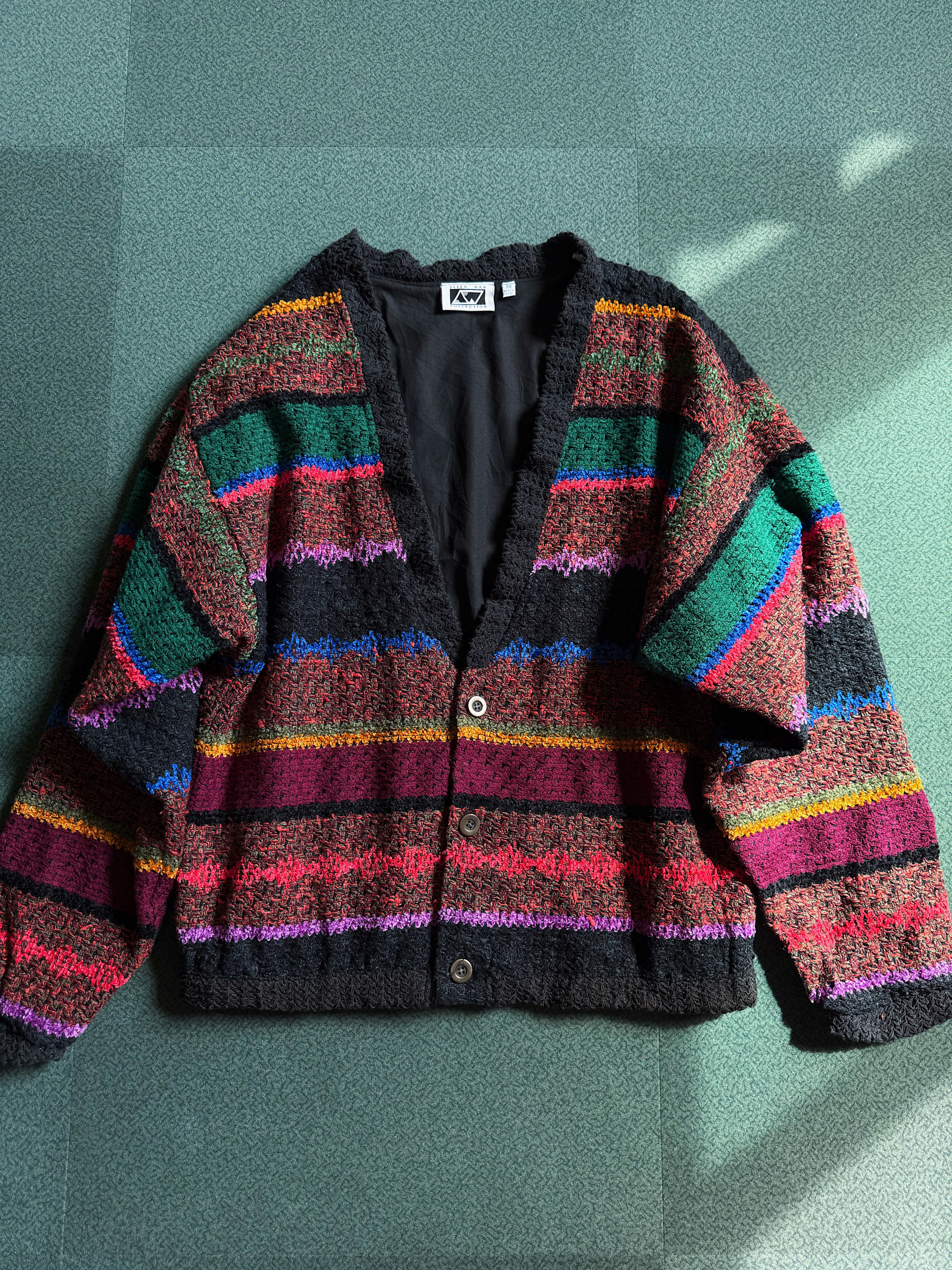 USA制  流浪感嬉皮编织外套 编织有全内衬很少遇 彩虹拼接钩织