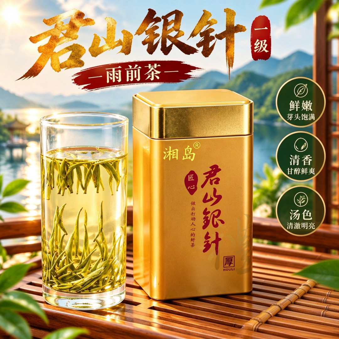湘岛君山银针黄茶茶叶特产100克一级罐装