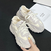女2025新款 休闲透气小个小白鞋 运动老爹鞋 厚底芭蕾风德训鞋 增高鞋