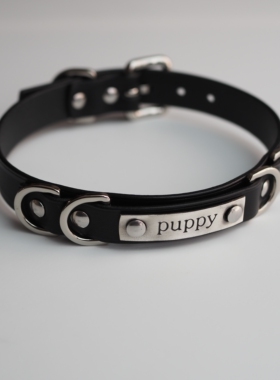 刻字定制纯银牌puppy项圈