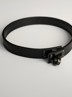 纯黑项圈皮质皮带订制项链定制原创颈带牵引颈环暗黑小众 bulvge