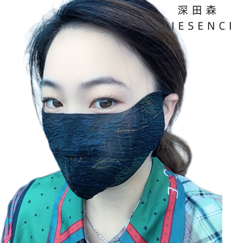 100%桑蚕丝香云纱鼻开口防晒口罩
