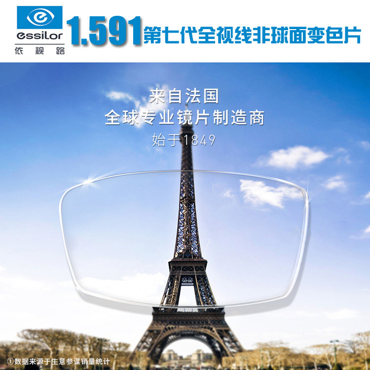 依视路1.591第七代全视线钻晶A3 非球面变色镜片