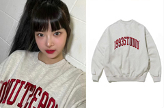 洪恩彩同款1993STUDIO美式复古字母刺绣套头卫衣情侣宽松圆领上衣