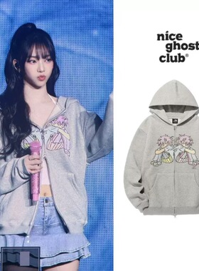 柳智敏同款NGC韩国小众卡通动漫精灵女孩宽松连帽卫衣外套男女