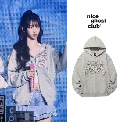 柳智敏同款NGC韩国小众卡通动漫精灵女孩宽松连帽卫衣外套男女