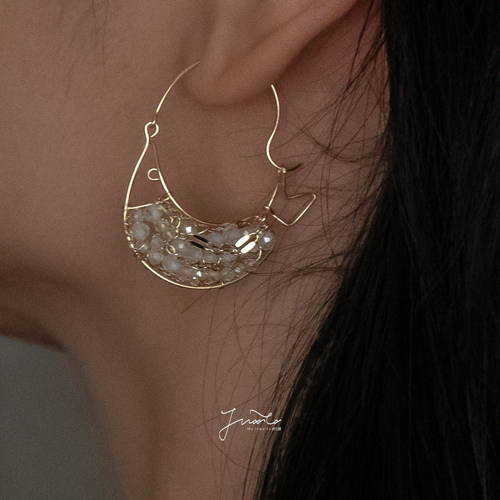 JWOOCO设计感14K包金百搭耳环