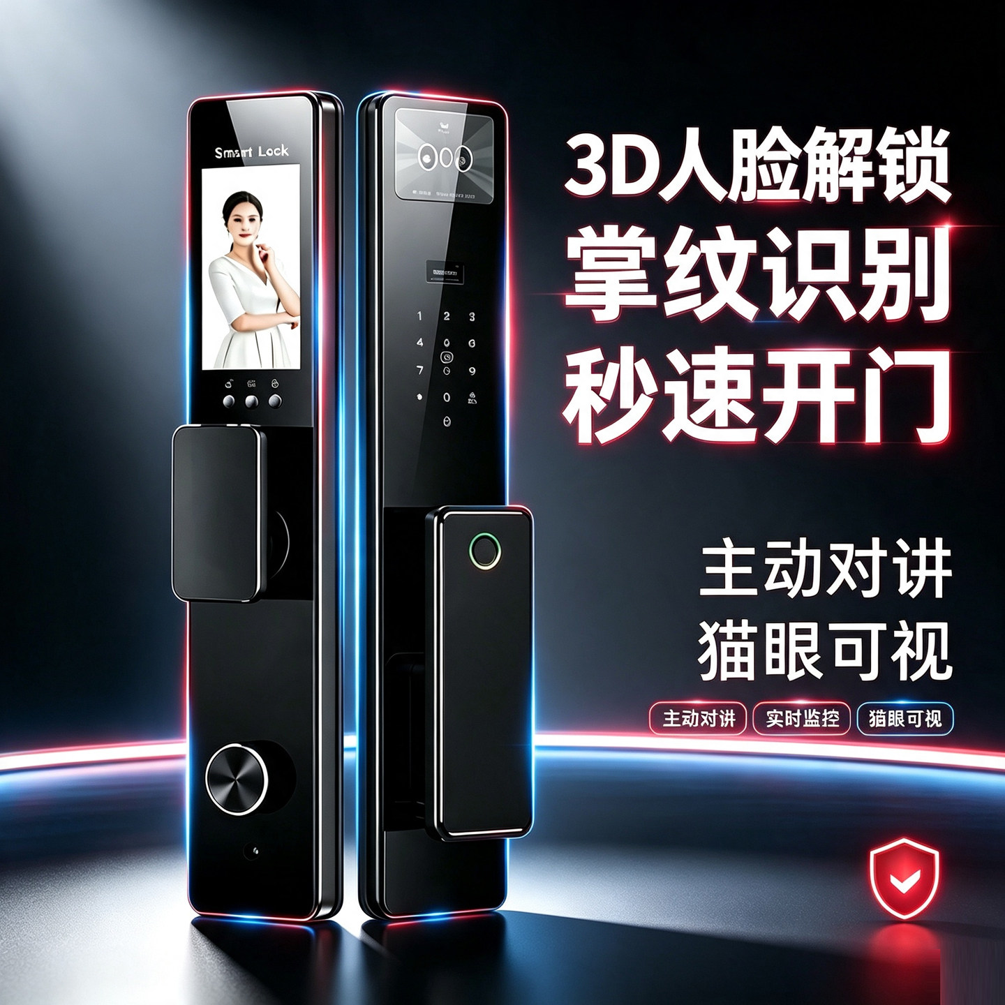 入户智能锁指纹密码掌纹人脸识别图片