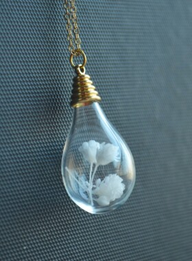 原创满天星永生花镀金项链