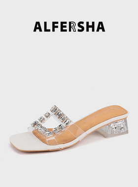 阿芙莎/ALFERSHA手工鞋23153早春新款百搭气质露趾凉鞋精致女鞋D