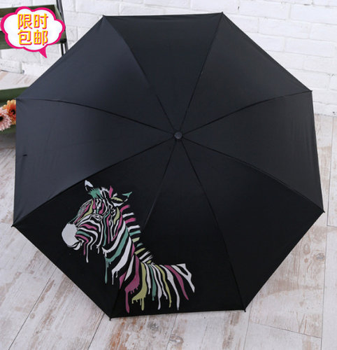 遇水变色黑胶太阳伞三折