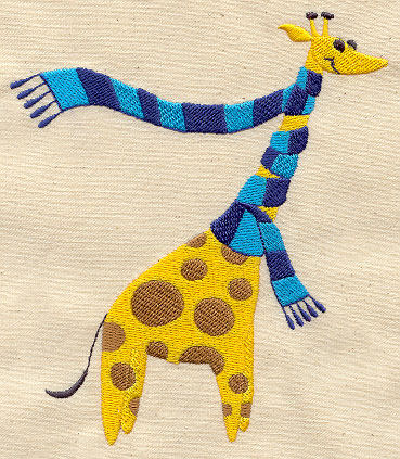 系围巾的长颈鹿电脑绣花刺绣元素文件绣花花样模板来图制版打版