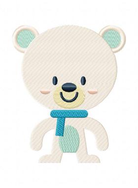 系围巾的小熊大头熊白色小熊电脑绣花刺绣元素文件emb dst jef