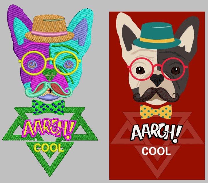 戴眼镜的小狗绣花刺绣文件手机壳专用绣花刺绣元素文件家用商用机