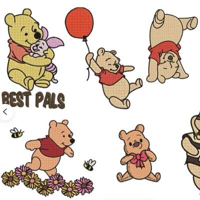 小熊维尼和小猪Piglet刺绣文件家用商用绣花机格式通用U盘拷贝