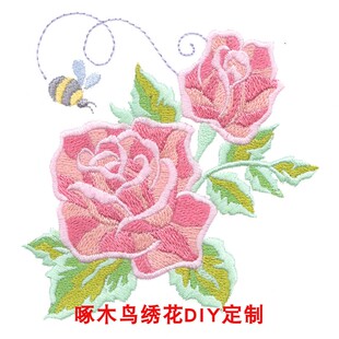 花朵和蜜蜂绣花刺绣文件威尔克姆原格式emb dst pes jef vp3格式