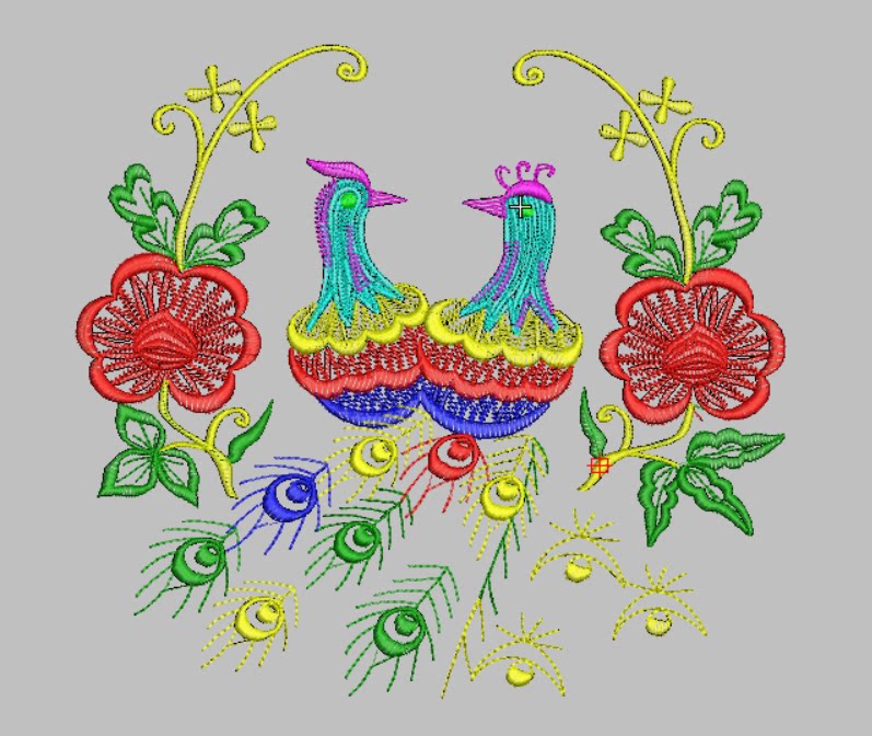 唐装旗袍电脑绣花刺绣元素文件花鸟花草汉服绣花刺绣来图来料定制