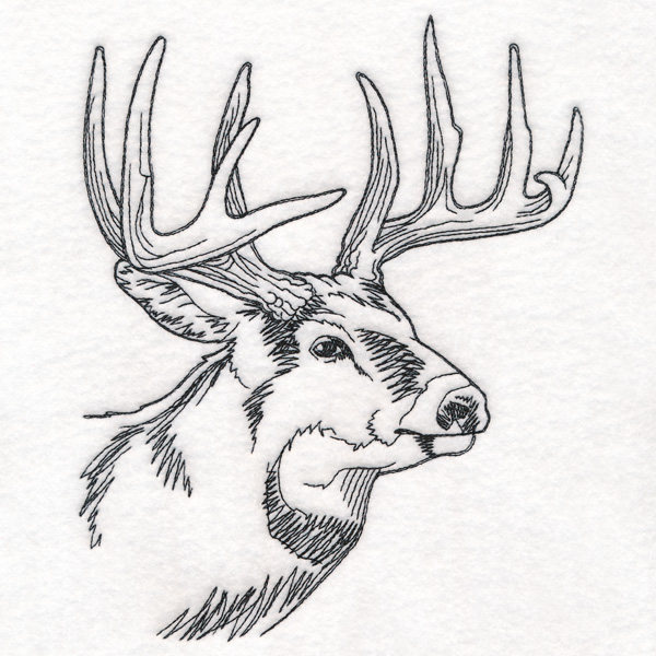 单色鹿头绣花刺绣元素文件单线单针包针电脑绣花鹿头刺绣来图打带