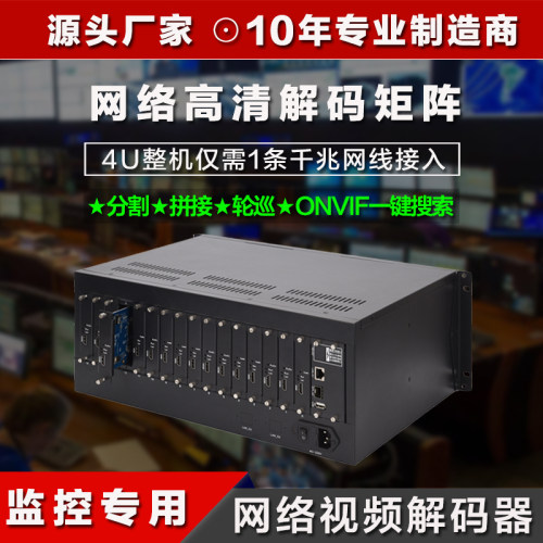 网络监控枪机16画面解码上墙