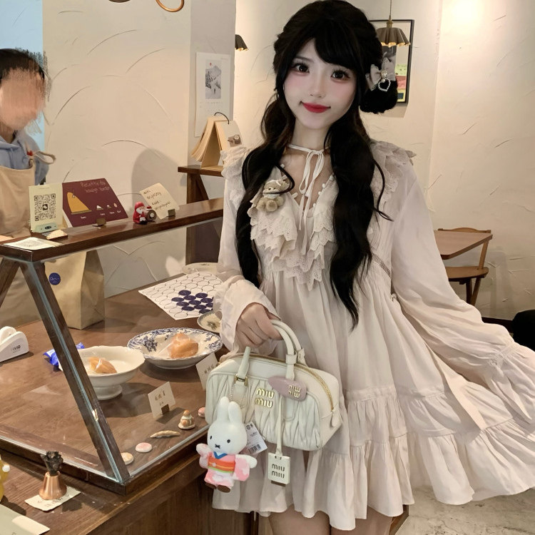 sonalulu日系甜美刺绣连衣裙