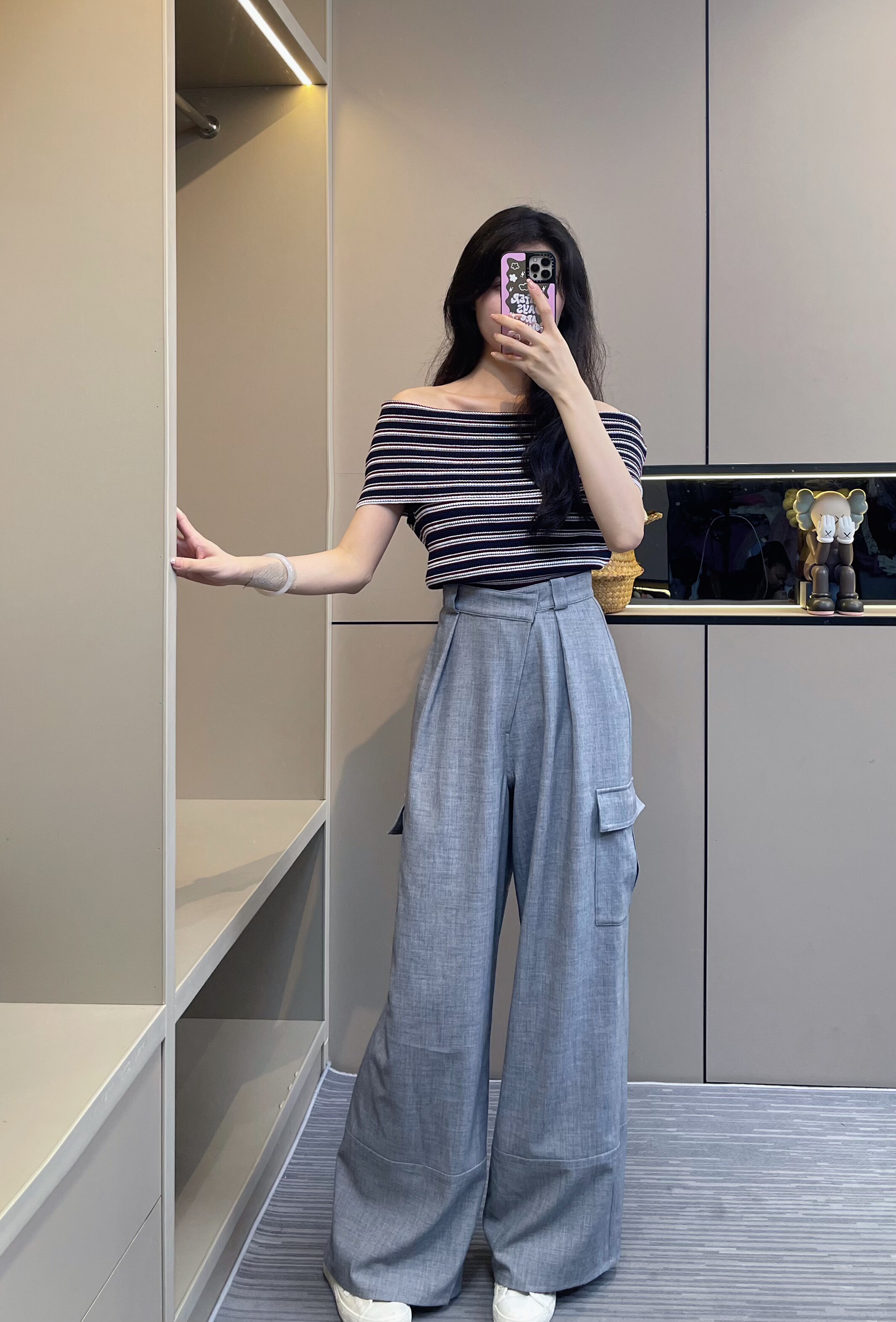 Seven77家23早秋新淑女翻边一字领露肩短袖针织衫上衣