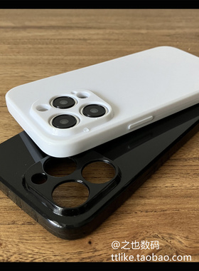 亮面黑白色软壳16适用iPhone15Pro手机壳17苹果14Promax直边13防摔12mini全包镜头精孔XS软硅胶XR纯色保护套1