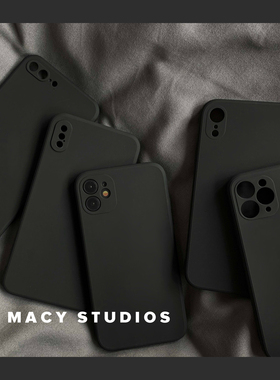 黑色苹果14适用iphone16/12pro手机壳13mini硅胶17防摔XS软Rmax7/8p全包精孔15plus纯色蓝红绿黄灰白粉不怕摔