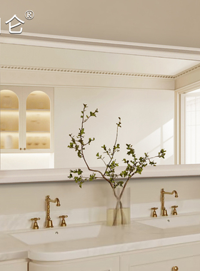 奶油法式风浴室镜卫生间白色大镜子壁挂洗漱台卫浴高清防水化妆镜