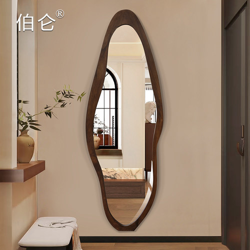 侘寂中古风纯实木全身镜
