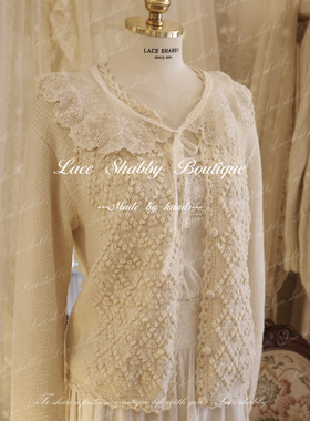 孤品！新款vintage中古奶白色羊毛立体钩花手工毛衣开衫外套女装