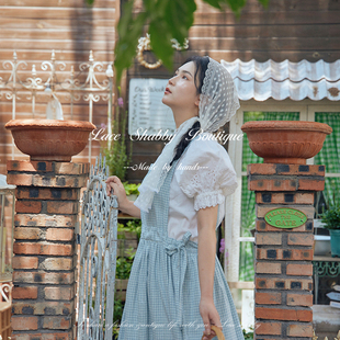 新款法国非遗leavers lace列维斯蕾丝白色波点法蕾发带头巾发饰