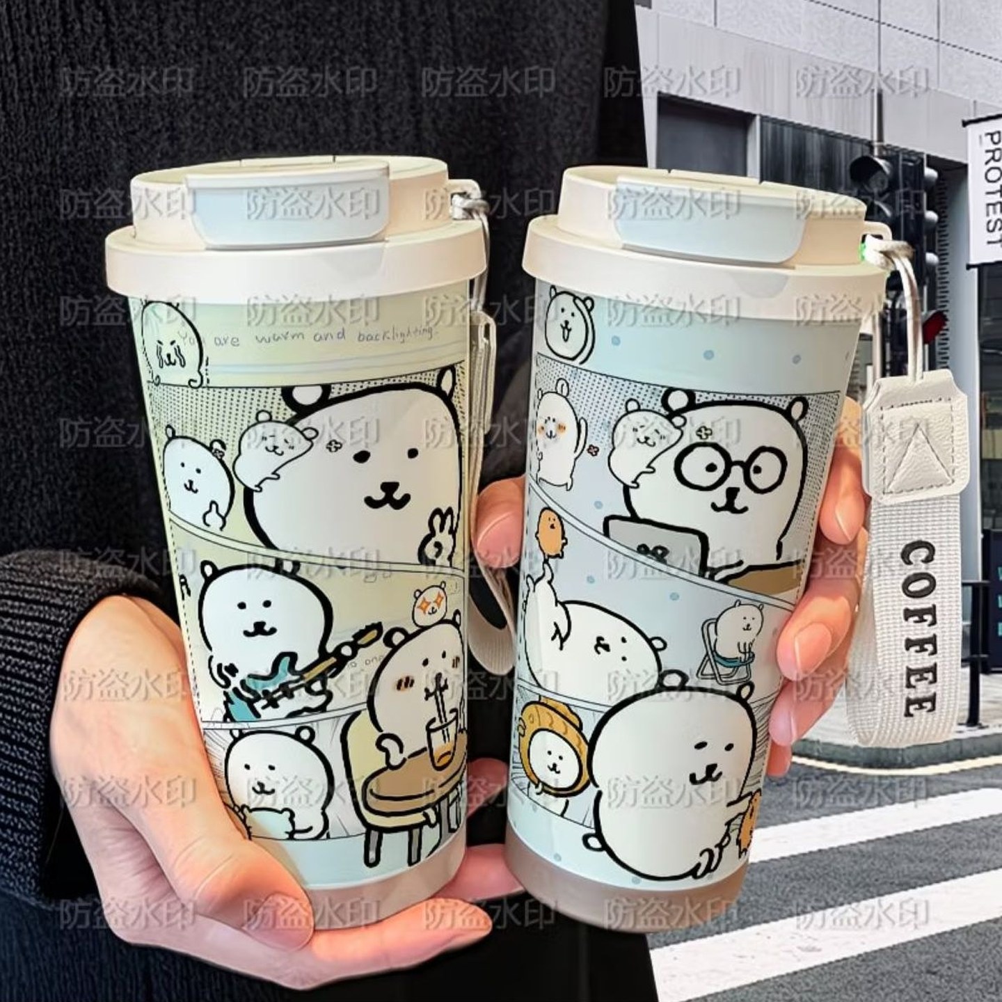 自嘲熊可爱卡通保温杯学