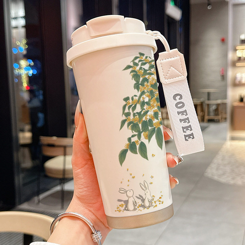 桂花兔子手办周边保温杯316