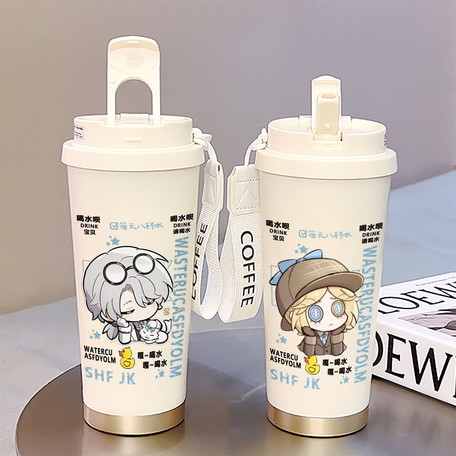 第五人格古董商保温杯男女双饮口运动吸管咖啡水杯子大容量高颜值