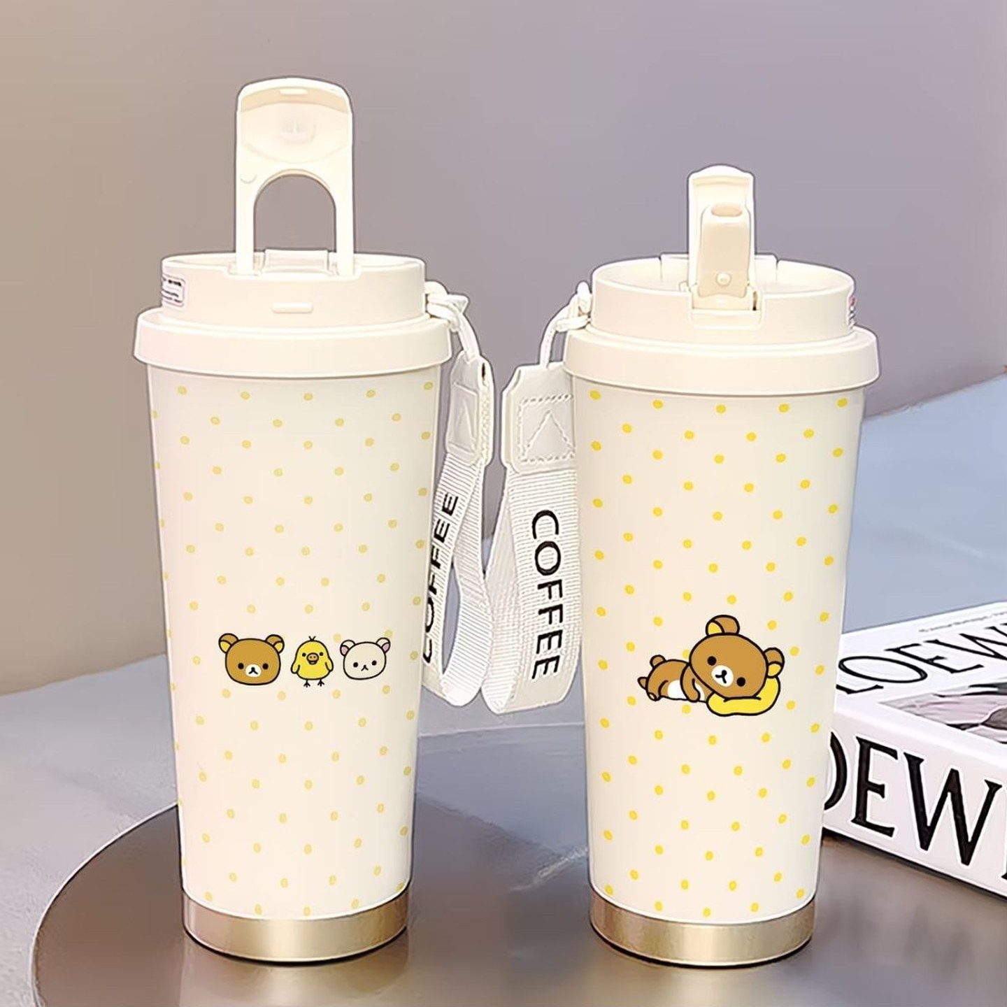 棕色小熊保温杯不锈钢办