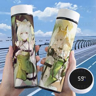 明日方舟手办周边凯尔希智能学生保温杯高颜值测温显温水304不锈