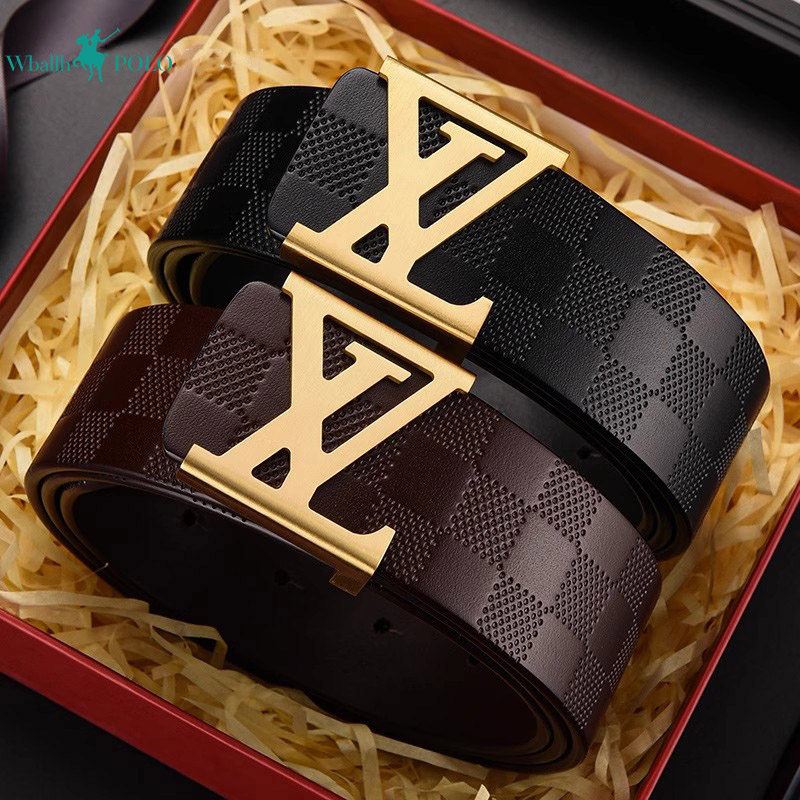 奢侈品名牌男士皮带纯牛皮腰带正装百搭头层牛皮裤带高档礼品包装