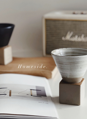 Homeside粗陶沙漏杯ins北欧复古手工陶瓷杯浓缩咖啡杯创意茶杯