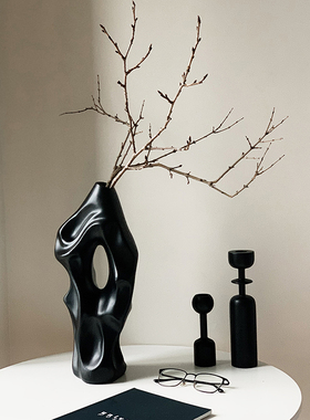 Homeside侘寂雕塑花瓶北欧ins宅寂风抽象艺术陶瓷花器摆件道具