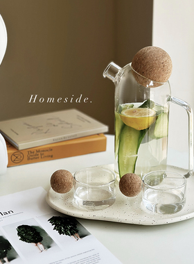 Homeside软木球球茶壶套装ins北欧风高硼硅玻璃耐热泡茶壶冷水壶