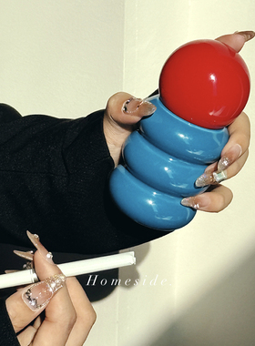 Homeside糖葫芦烟灰缸多巴胺彩色陶瓷带盖防飞烟缸牙签牙线棉签盒