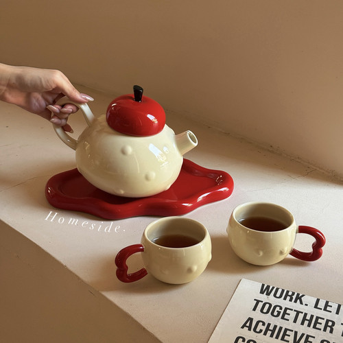 Homeside苹果茶壶套装 陶瓷茶具咖啡壶杯水具礼盒生日乔迁礼物