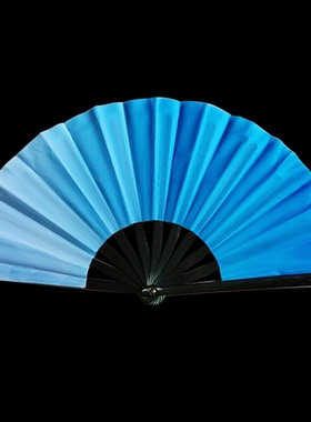 好开合蓝色渐变牛津布扇子万僵书简水墨孤月杳然古典中国风舞蹈扇