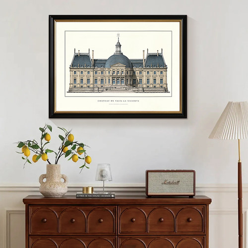 美式复古建筑客厅背景墙装饰画