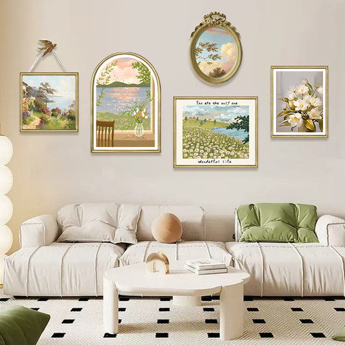 法式奶油风客厅装饰画轻奢高级感