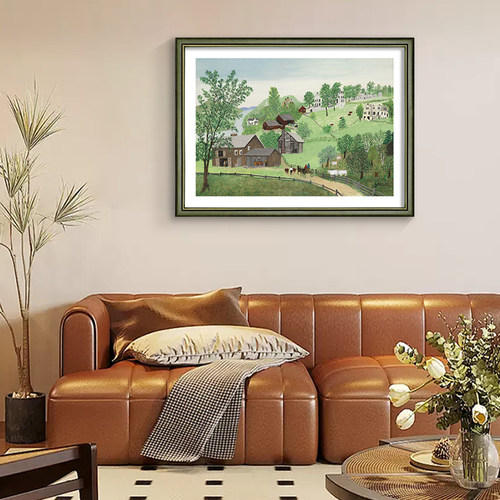 摩西奶奶挂画小清新风景法式田园
