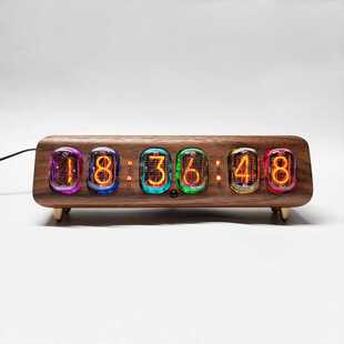 前苏联IN12辉光管时钟蓝牙控制语音报时实木复古台钟真辉光管闹钟